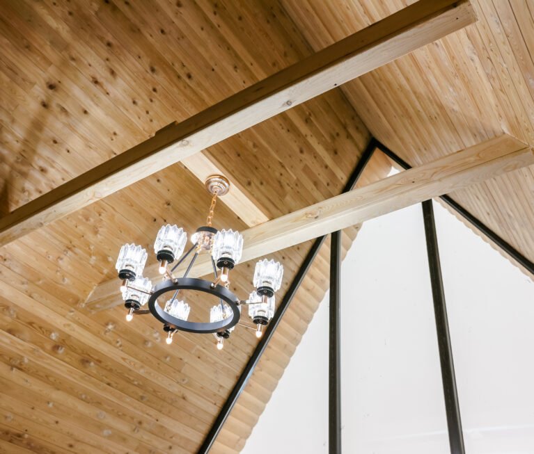 Chalet cottages made of wood in mountain resort