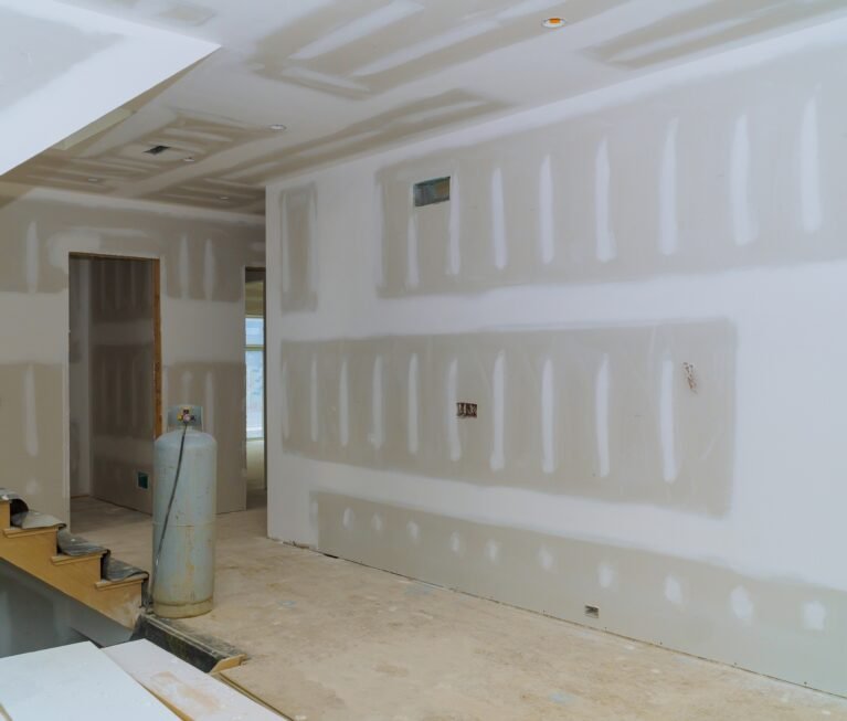Construction building industry new home construction interior drywall tape and finish details new home before installing